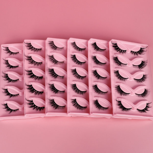 5 par Cat Eye Lashes Wispy Faux Mink Lashes Cat Eye Ögonfransar för kvinnor XFHZ-5