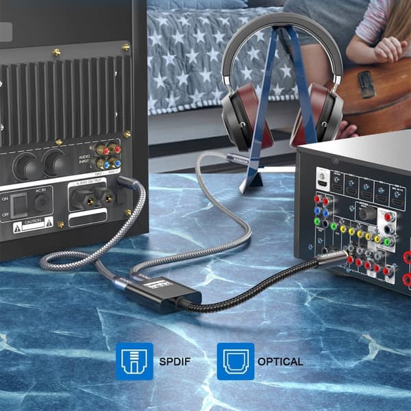 Digital Optisk Splitter för Hemmabio Hörlurar TV Silver style