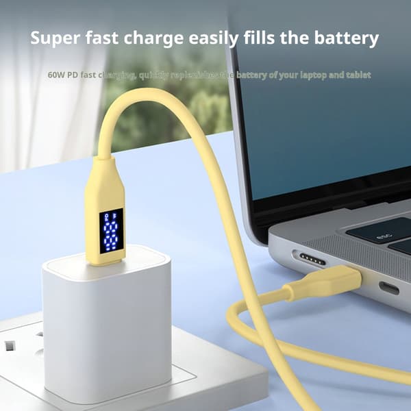 Hurtigopladning 60W USB C til USB C-kabel Silikone Datakabel Lang tids brug White