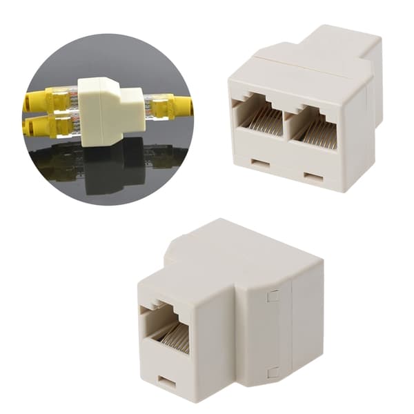 RJ45 CAT5 CAT5E Netværk Ethernet 1 til 2 Konnektor Adapter White