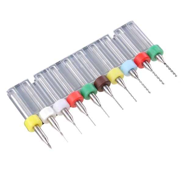 10 st 0,1 mm till 1,0 mm PCB-tryckta kretskortskarbidmikroborrbitar Set Verktyg