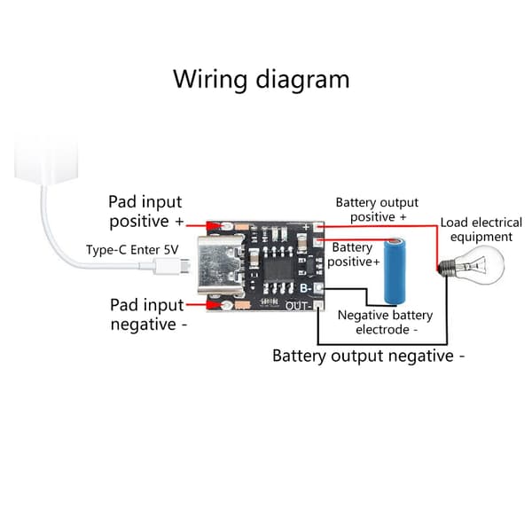 Typ C Litiumbatteriladdningskort 1A 3.7V 4.2V för Elektroniska Projekt 1pc