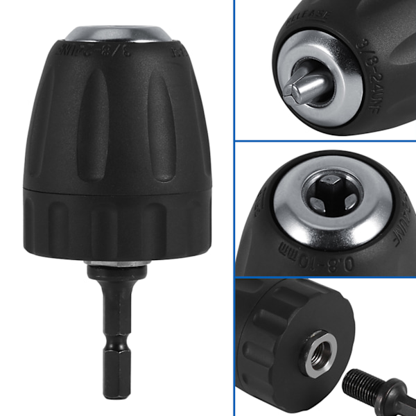 Snabbväxlande 1/4-tums Hex-skaft 0,8-10mm Spännkapacitet Nyckelfri Borrchuck