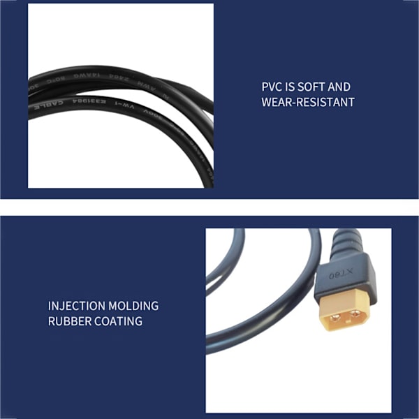 DC8mm Strømstasjon Ladekabel DC7909 til XT60 Adapter for Solcellepanelbruk 14AWG Valgfri Lengde 1m