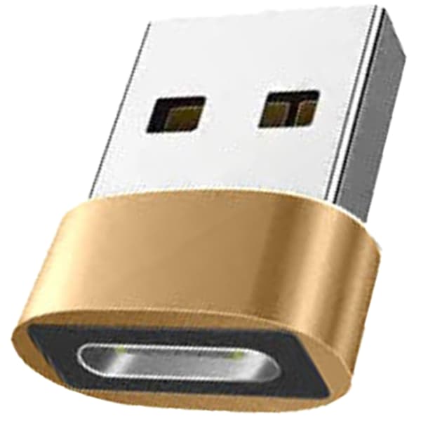Mann til kvinne-kontakter Konverteringsadapter Støtter lading USB til Type C Gold