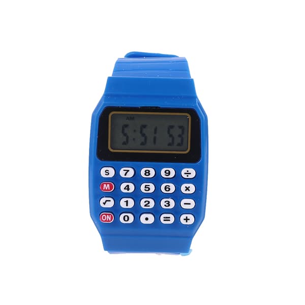 Fad Barn Silikon Dato Multifunksjonell Elektronisk Kalkulator Armbåndsur for Barn Black