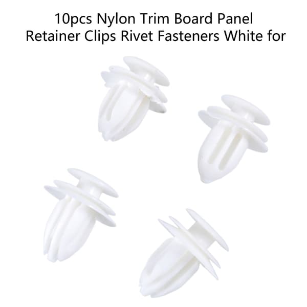 10 stk. Nylon Trim Board Panel Retainer Clips Rivet Festemidler Hvit for