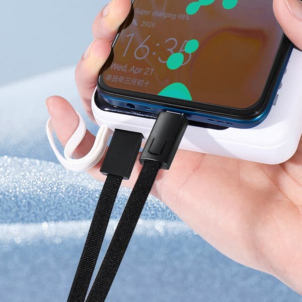 Nøglering med opladerkabel i zinklegering USB til Type C holdbart flettet datakabel til telefoner og tablets