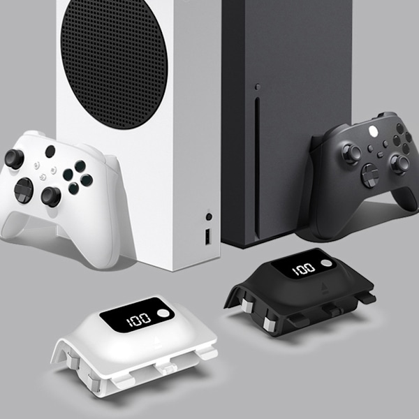 Hög Effektivitet Uppladdningsbart Batteripaket För XBS/XBX Gamepad, 1400mAh, Lättläst LED-Skärm White