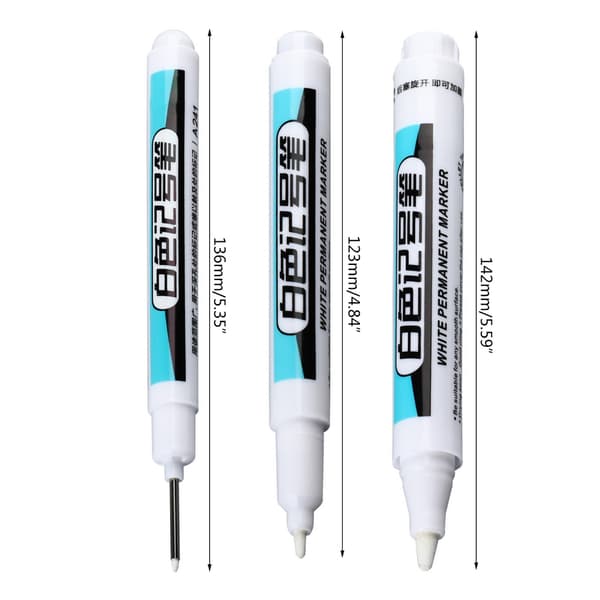 4 stk/sett hvite tusjer permanente oljebaserte tusjer for dekkmetall White thick tip mark