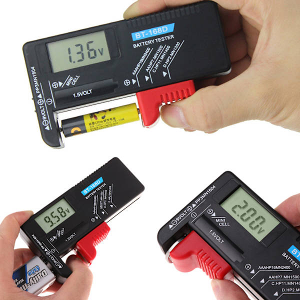 BT-168D Batteritestare Voltmätare för Små Batterier Knappcell 9V 1.5V AA