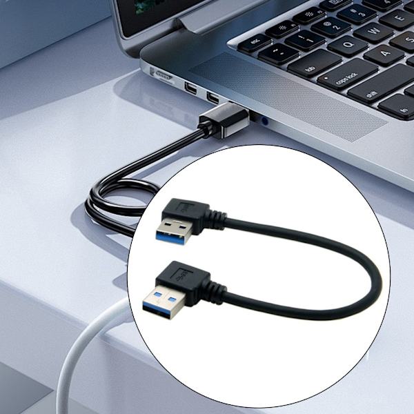 90 Graders Vinklet USB 3.0 A til A Han-kabel Problemfri Forbindelse Hurtig Overførsel 0.5m