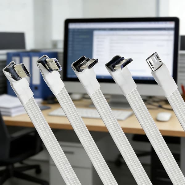 USB til USB 5-pinners konverteringskabel Flat gummiledning Rask lading Fleksibel ledning 0.3m - RT