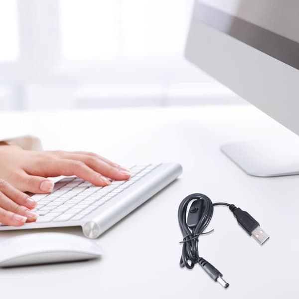 USB til 5.5x2.1mm Ladekabel med Bryterknapp Støtte 5V3A Lading