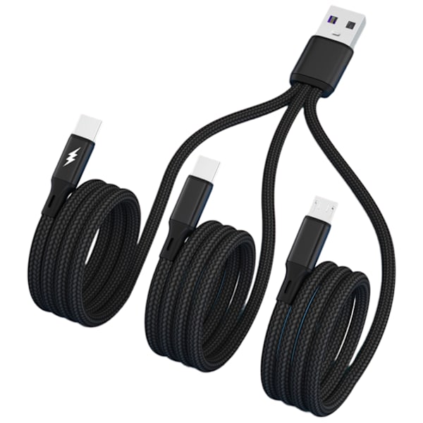 Multi Laddningskabel Flätad Universell 3 i 1 Multipla USB-kablar Laddningssladd med Typ-C Micro USB Portkontakt Red 20cm