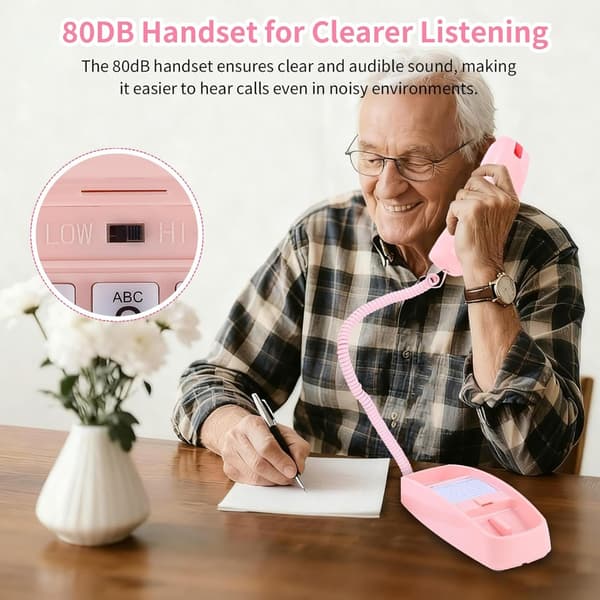Standard Design Kablet Fasttelefon Store Opplyste Knapper Høy Lyd for Eldre Brukere Pink