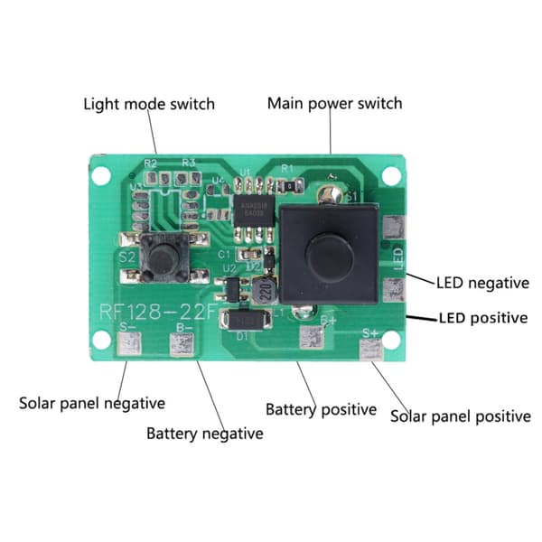 1,2V solcellelyskontrollkort med bryter og 8 moduser for DIY-prosjekter 3pcs