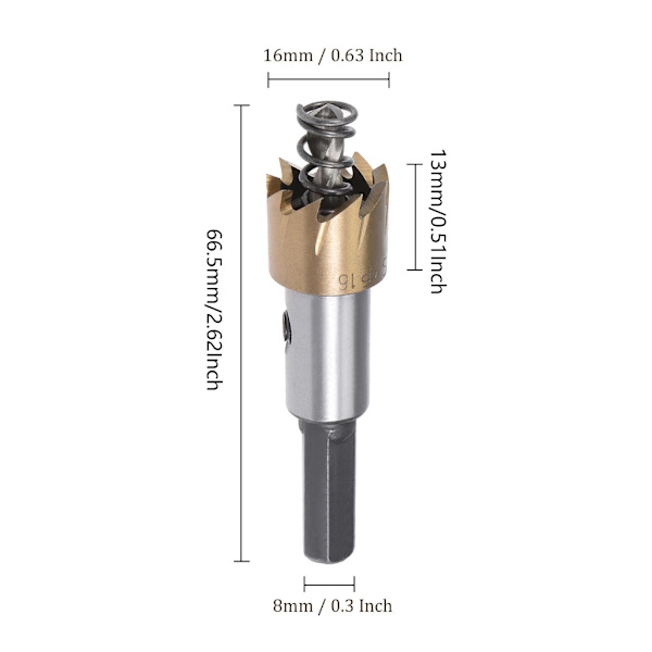 16mm Hålsåg i HSS (Snabbstål) för Metall, Stål, Plåt, Trä