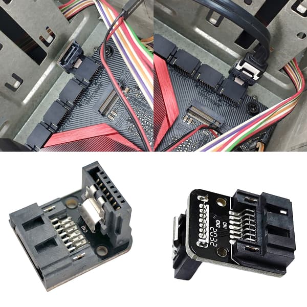 SATAs 7-pin rettvinklet hunn til hann-adapter for forbedret intern organisering null - Forward direction