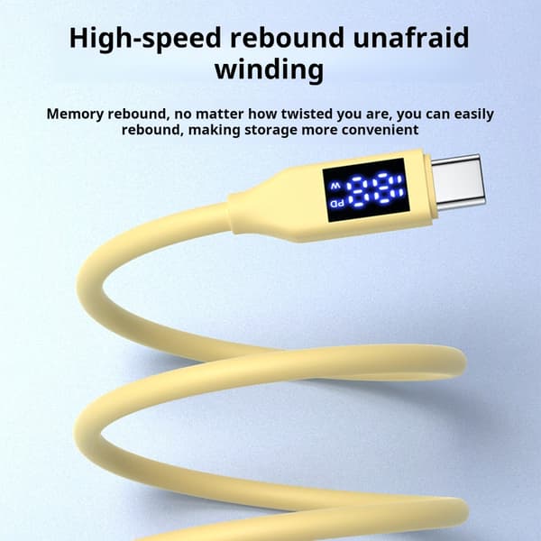 Hurtigopladning 60W USB C til USB C-kabel Silikone Datakabel Lang tids brug White
