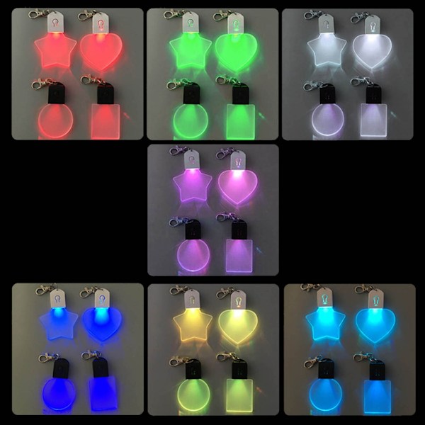 Akryl Ljusnyckelring Mini Portabel LED Nyckelring för Kvinnor Män Bil null - Square