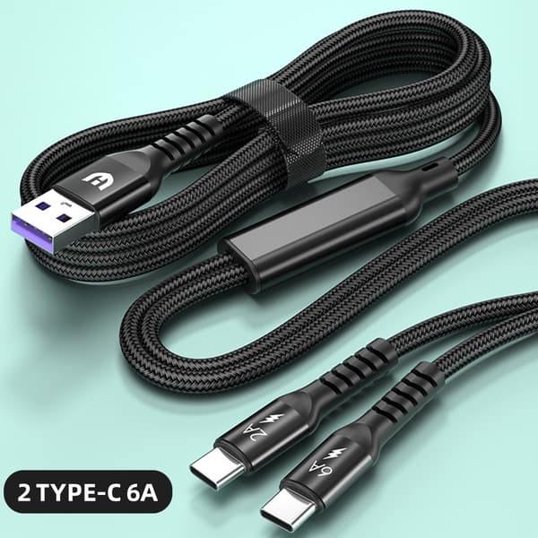 Multi Ladekabel USB C Splitterkabel 2 i 1 Hurtigladekabel 2 Type C