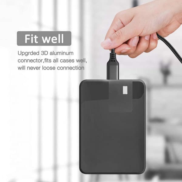USB 3.0 Han til Han Flettet Datakabel Hurtig Hastighed 5Gbps Transmission til Ventilator Grey 1m