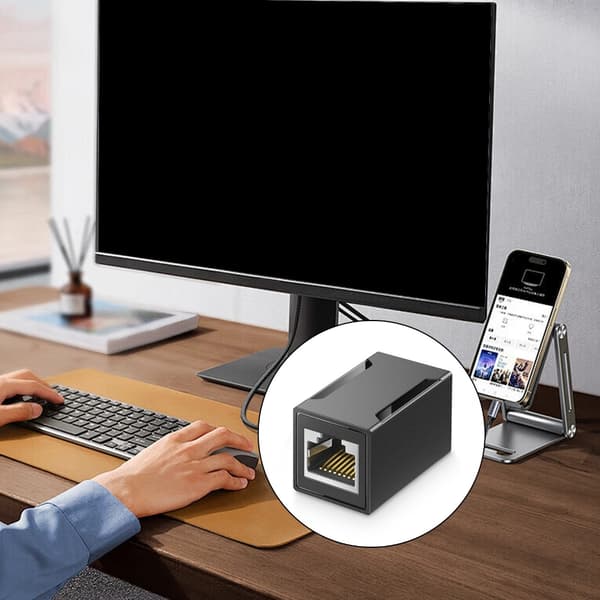 Versatilitys RJ45 Koppling Gigabit Inline Adapter för Cat7/Cat6 Nätverkskablar null - Splitter black