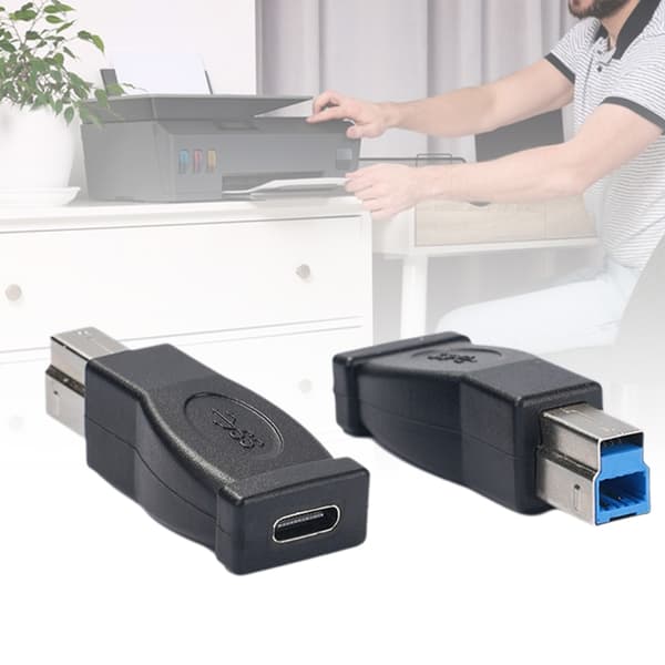 Type C Hun Til USB B Han Adapter USB C Hun til Printer Han Konverter Black Full height baffle