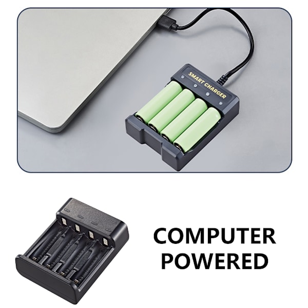 Universell Laddare för 1.2V AA/AAA Uppladdningsbara Batterier med LED Statusdisplay, USB-ingång Energibesparing