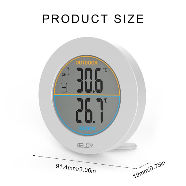 Trådlös Hygrometer Termometer Mätare Inomhus Utomhus Display med Sensor