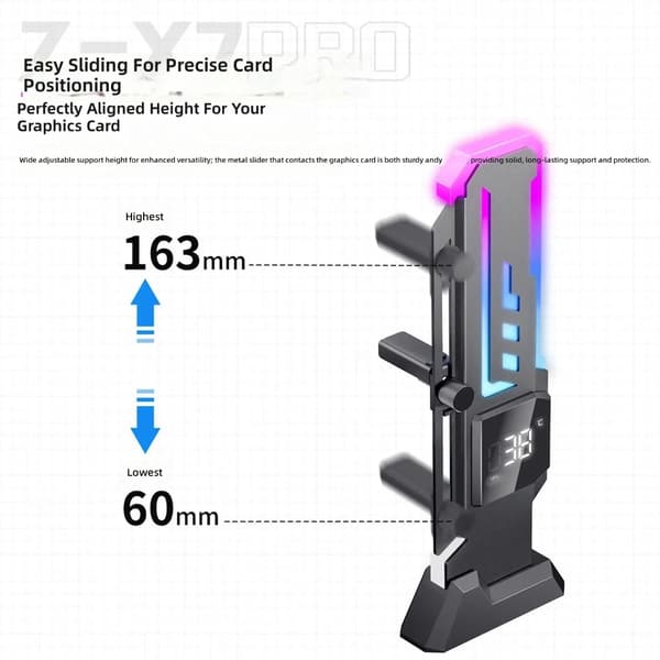 Grafikkortholder med temperaturvisning til gaming-pc-videokortstativ Black