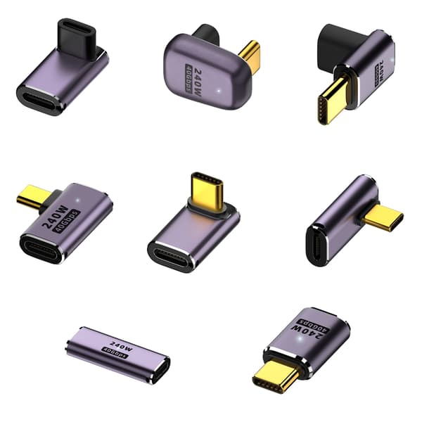 Multi-standard USB C-adaptrar U-formad rak vinkeladapter Typ C hona till Typ C hane 40 Gbps snabb dataadapter null - Female straight