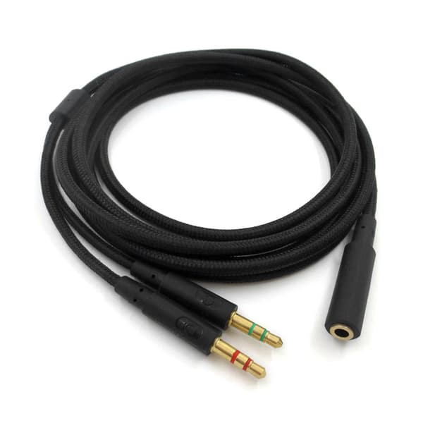 3,5 mm Universal 2-i-1 Spelheadset Audio - Förlängningskabel för Hörlurar