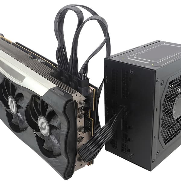 Højstrøms 12VHPWR til tre 8-bens adapterkabel til stabil GPU-strømforsyning i gaming-pc Black
