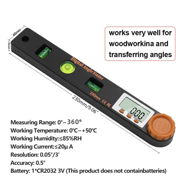 Goniometer Vinkelmätare - Digital Display Vikbar - Mäthjälpmedel Vinkel Linjal