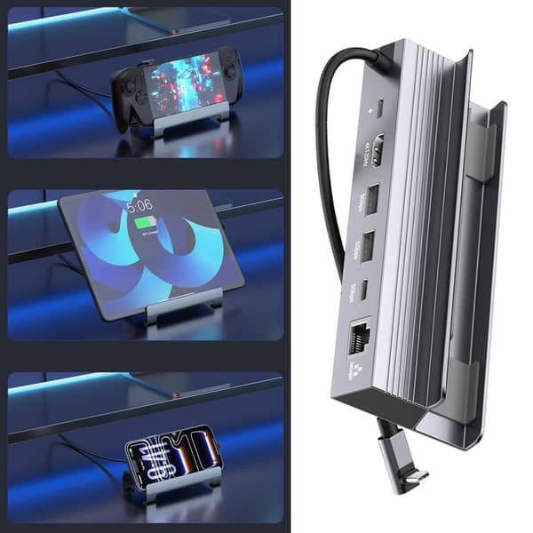 Bærbar USB C-dokkingstasjon med PD100W hurtiglading for nettbrett og bærbare datamaskiner null - B