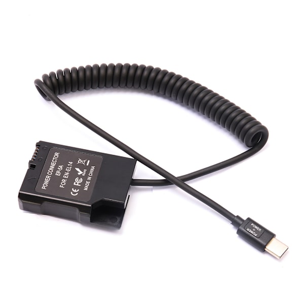 Type-C USB til EN-EL14 Dummy Batteri Strømadapter til D3100