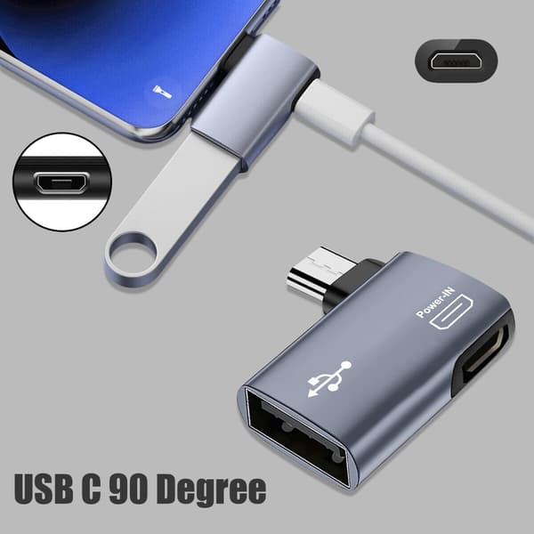 Micro USB OTG -sovitinmuuntimet virran ulkoisella laajennuksella näppäimistöille null - Bend left
