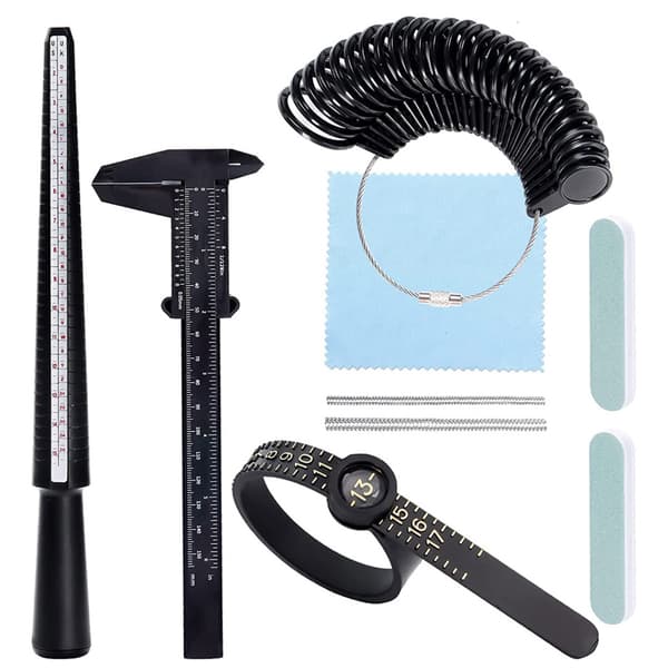 9 st Ringmått Set Ringmätare Mätverktyg Kit Polerduk Ringstorlek