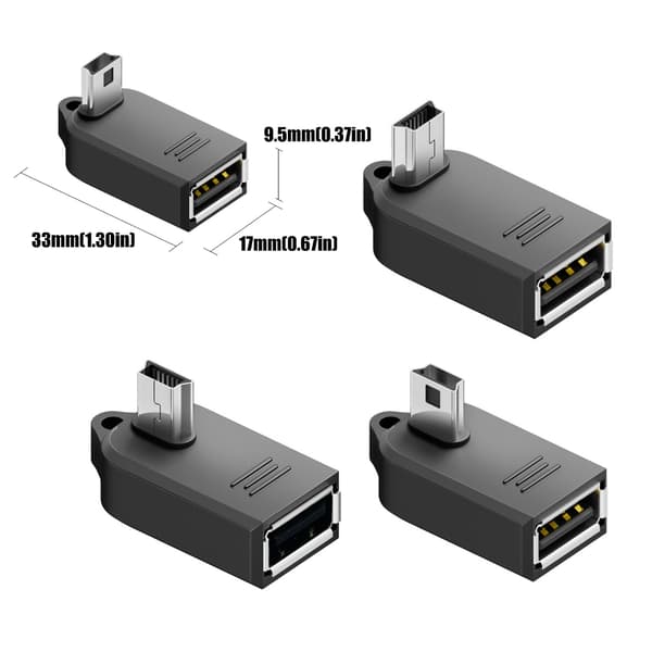 Slitesterk PVC- og metall-mini-USB til USB OTG-adapter for elektronisk enhet null - AV3 03 left bend