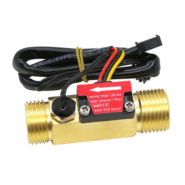 Hall-effektsvattenflödesgivare, flödesmätare med räknare, G1/2, spänning DC3.5~24V
