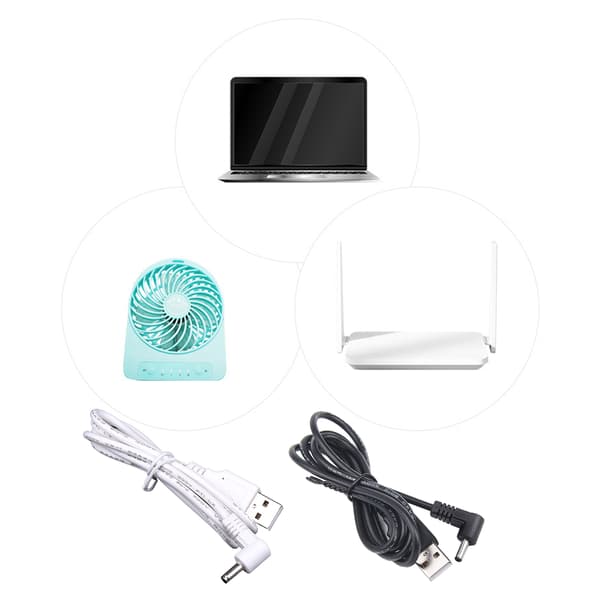 USB A hann til 3,5 mm x 1,35 mm hannplugg DC strømladeradapteromformerka Black