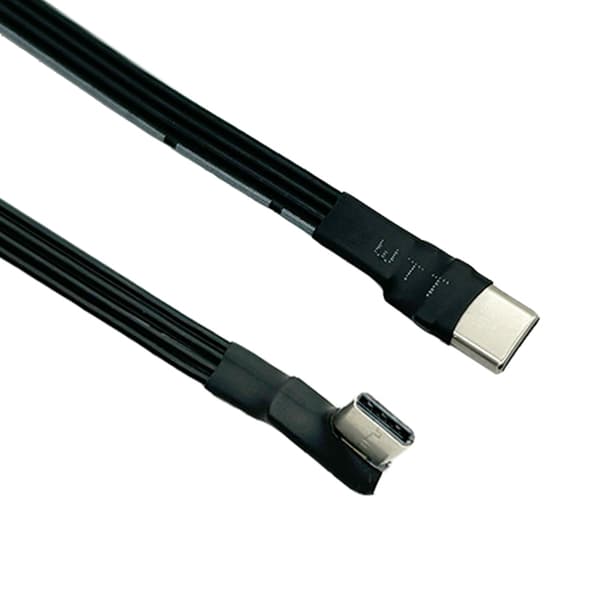 USB 2.0 Type C til Type C Han Vinklet Fladt Kabel til Dataoverførsel og Opladningsledning til FPV, Disk, Telefon