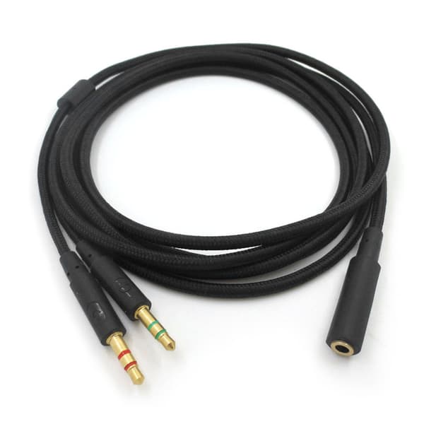 3,5 mm Universal 2-i-1 Spelheadset Audio - Förlängningskabel för Hörlurar