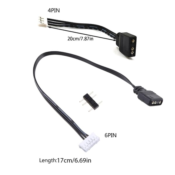 Fan Controller Adapterkabel 5V ARGB 3-pin til 6-pin/4-pin Konverter til Coolmoon 6pin