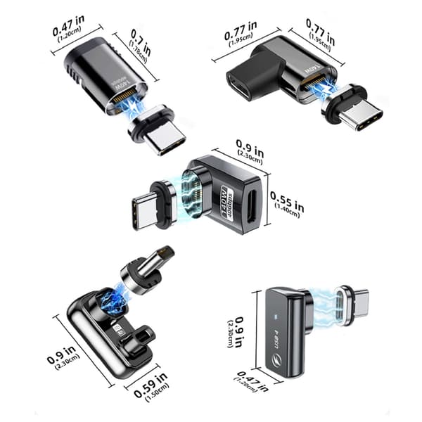 Kraftfuldt USB C-stik med 140W strømforsyning, 8K video support og magnetisk forbindelse Vertical flat