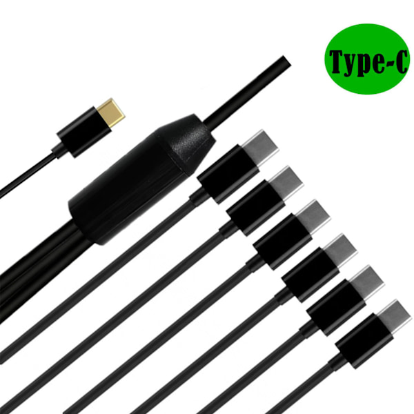1 till 6 USB C Laddningskabel Portabel Typ-C till Typ-C Splitter Adapter Laddningskabel för Mobiltelefon Surfplatta 0.5m/1.5m 1.5m
