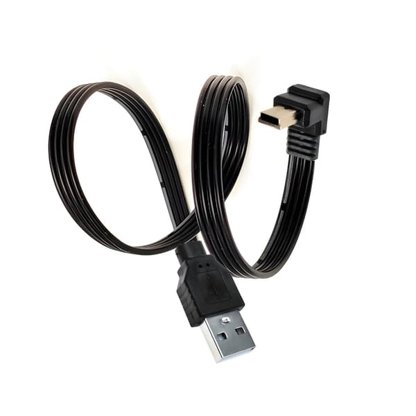 Vinkelret USB til Mini USB-kabel Silikone Fladt Kabel Egnet til Opladning 0.3m Bend left