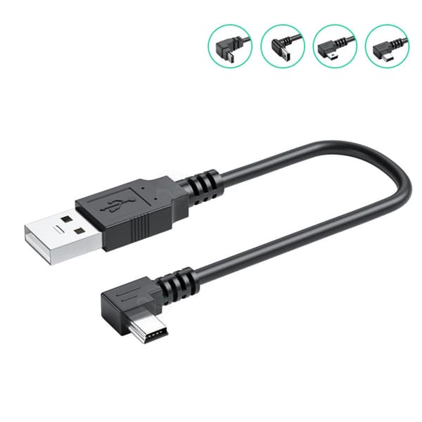 USB-A til Mini USB-kabel for lading og dataoverføringskabel for kameraer, Mini USB-enheter USB-forlengerkabel 25cm - Right